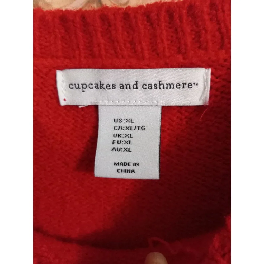 Cupcakes And Cashmere XL Red Pink Ombre Barbiecore Comfy Knit Pullover Sweater - Picture 2 of 3